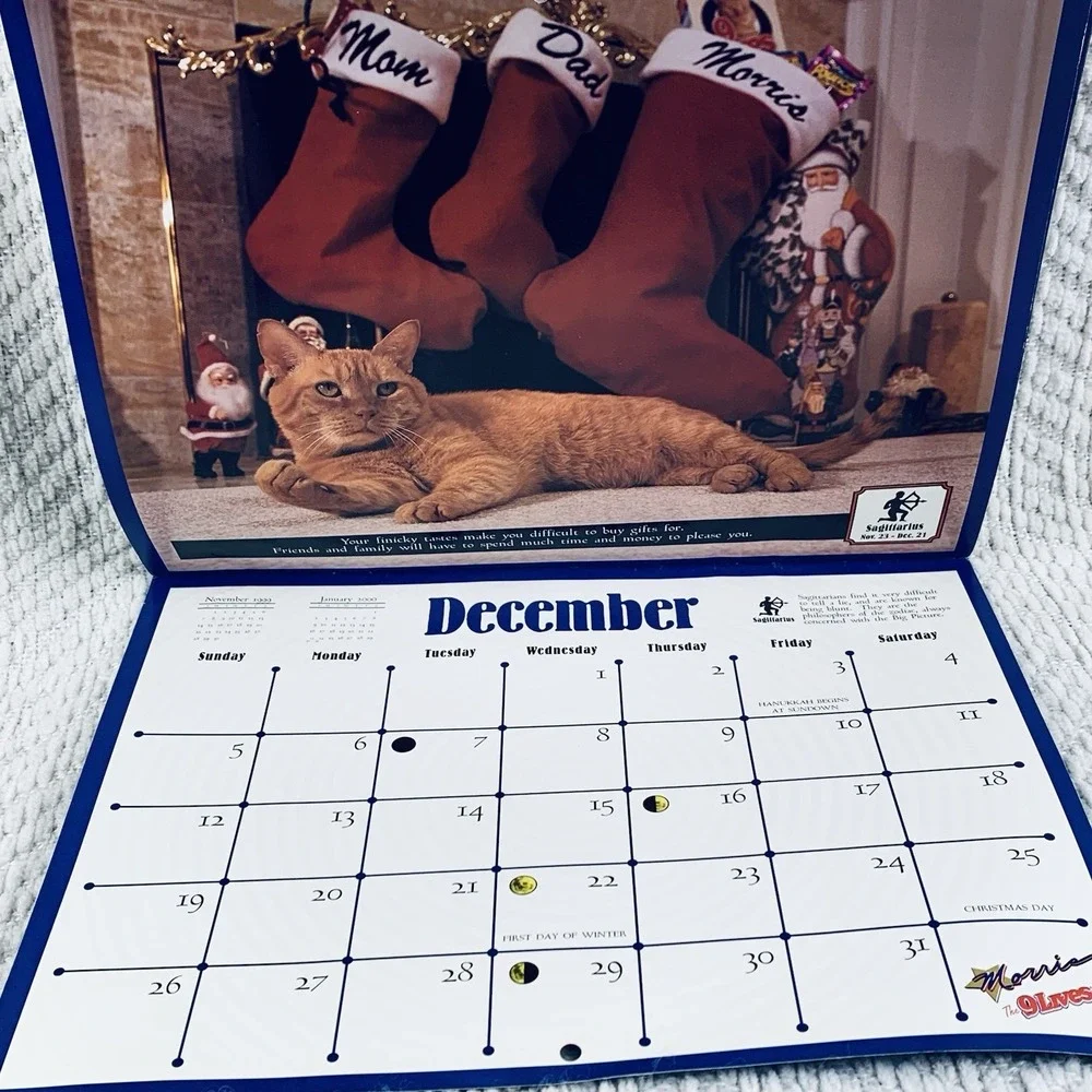 Morris‎ the Cat 9 Lives Wall Calendar Orange Morriscope Vintage 1999 Astrologly